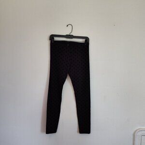 Ladies SZ S Hue Black Polka-Dot Leggings